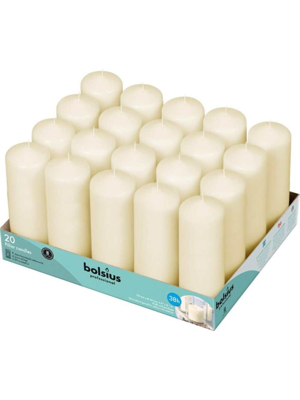 Ivory Pillar Candles Set of 20 - 2x6 Unscented, Dripless & Clean Burning for